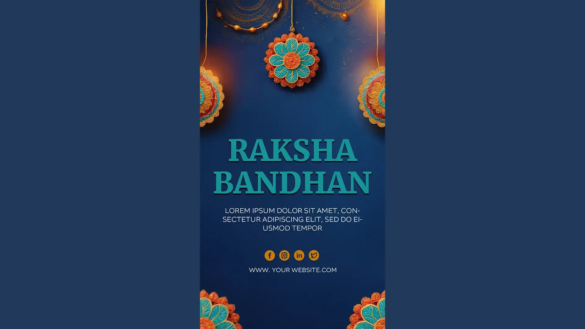 Stylish Raksha Bandhan Card with Blue and Gold Accents Instagram Story image